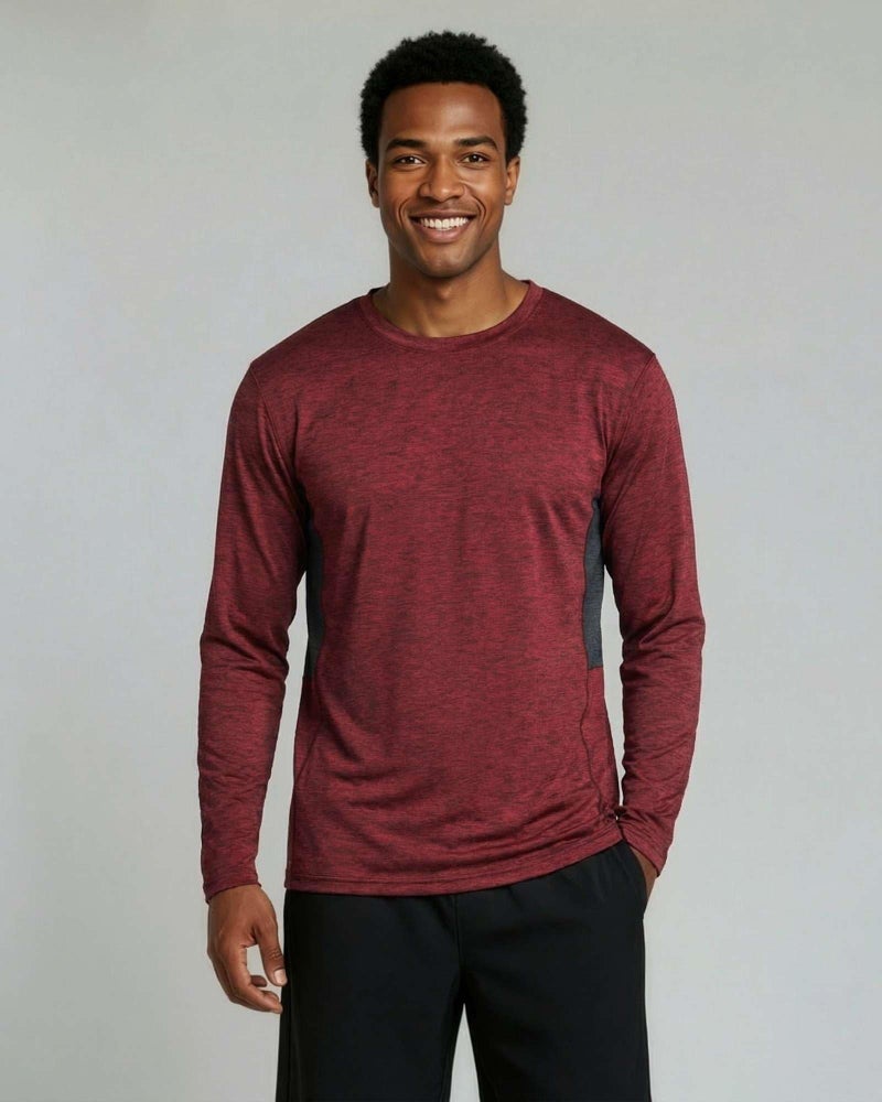 REALESSENTIALS Real Essentials 4 Pack: Mens Long Sleeve Dry Fit T Shirts Hiking Fishing Workout Gym Work Sun UPF 50 Wicking Running Tee, Set 5, Small - Image 2